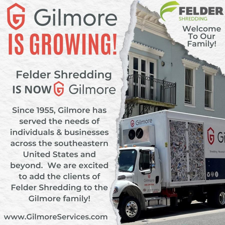 Gilmore Acquires Felder Shredding to Expand Across the Gulf Coast